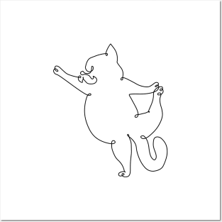 One Line Persian Cat Dancer Pose Posters and Art